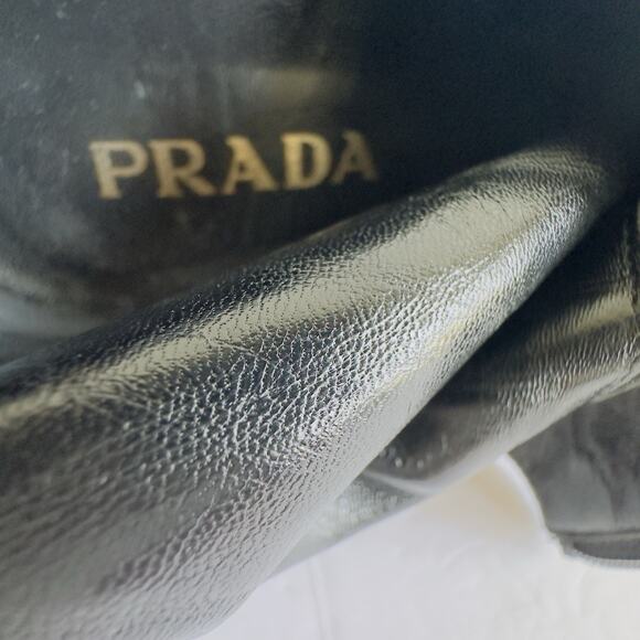 PRADA Nylon Ankle Boots Black Block Heel Womens Size 39/US 9.5 – Made in Italy - Picture 12 of 14